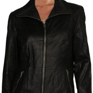 Marc New York by Andrew Marc Womens Leather Motorcycle Jacket Black M